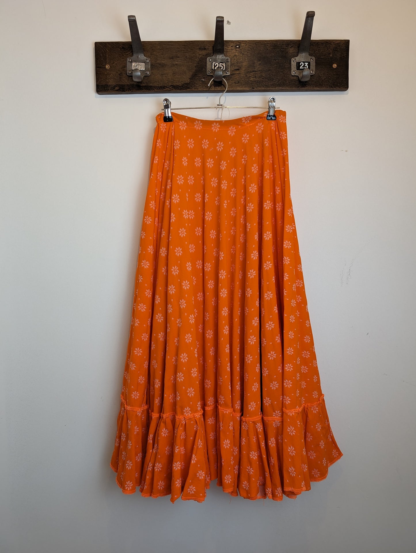 Vintage handmade full skirt bright orange one size