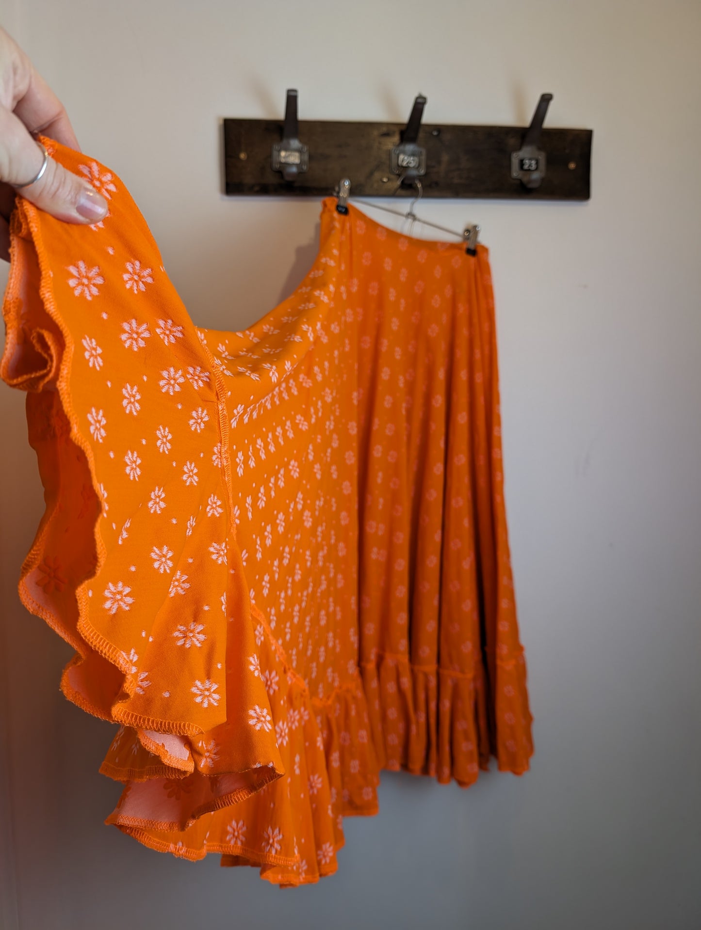 Vintage handmade full skirt bright orange one size