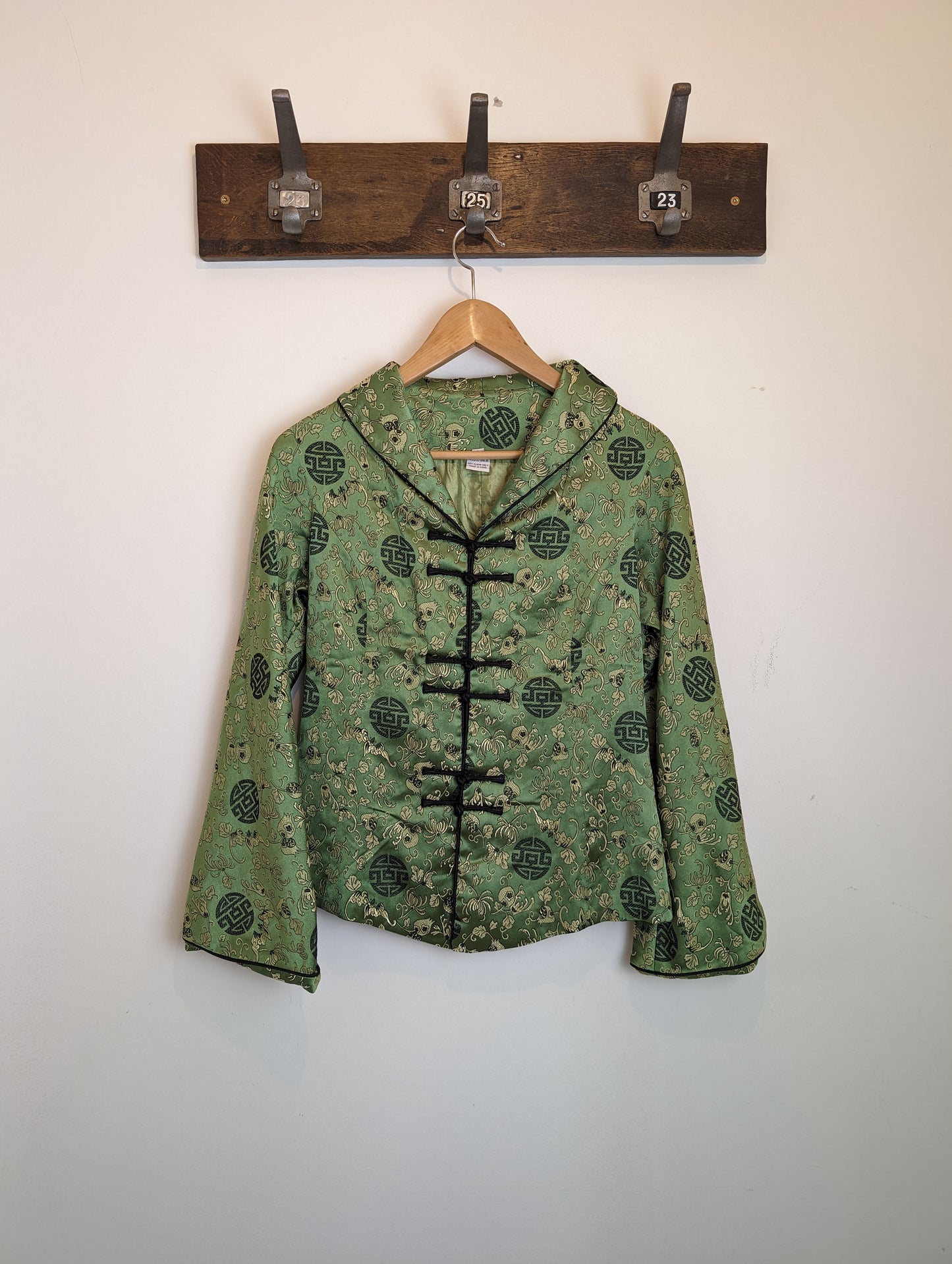 Vintage silk Chinese jacket / shirt size M green premium