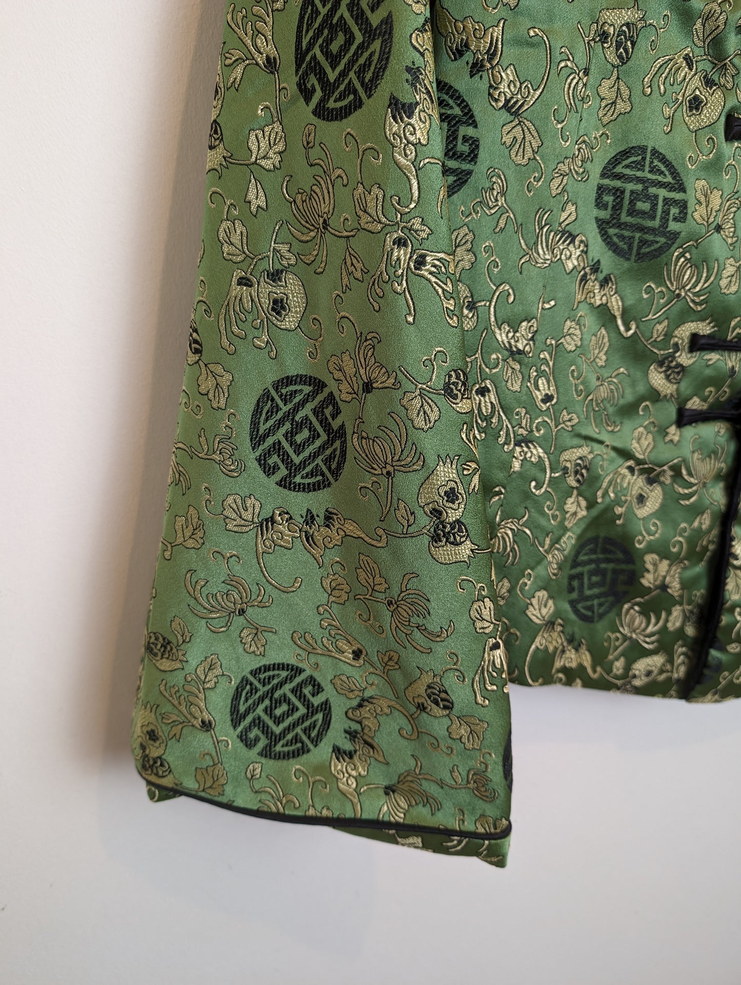 Vintage silk Chinese jacket / shirt size M green premium