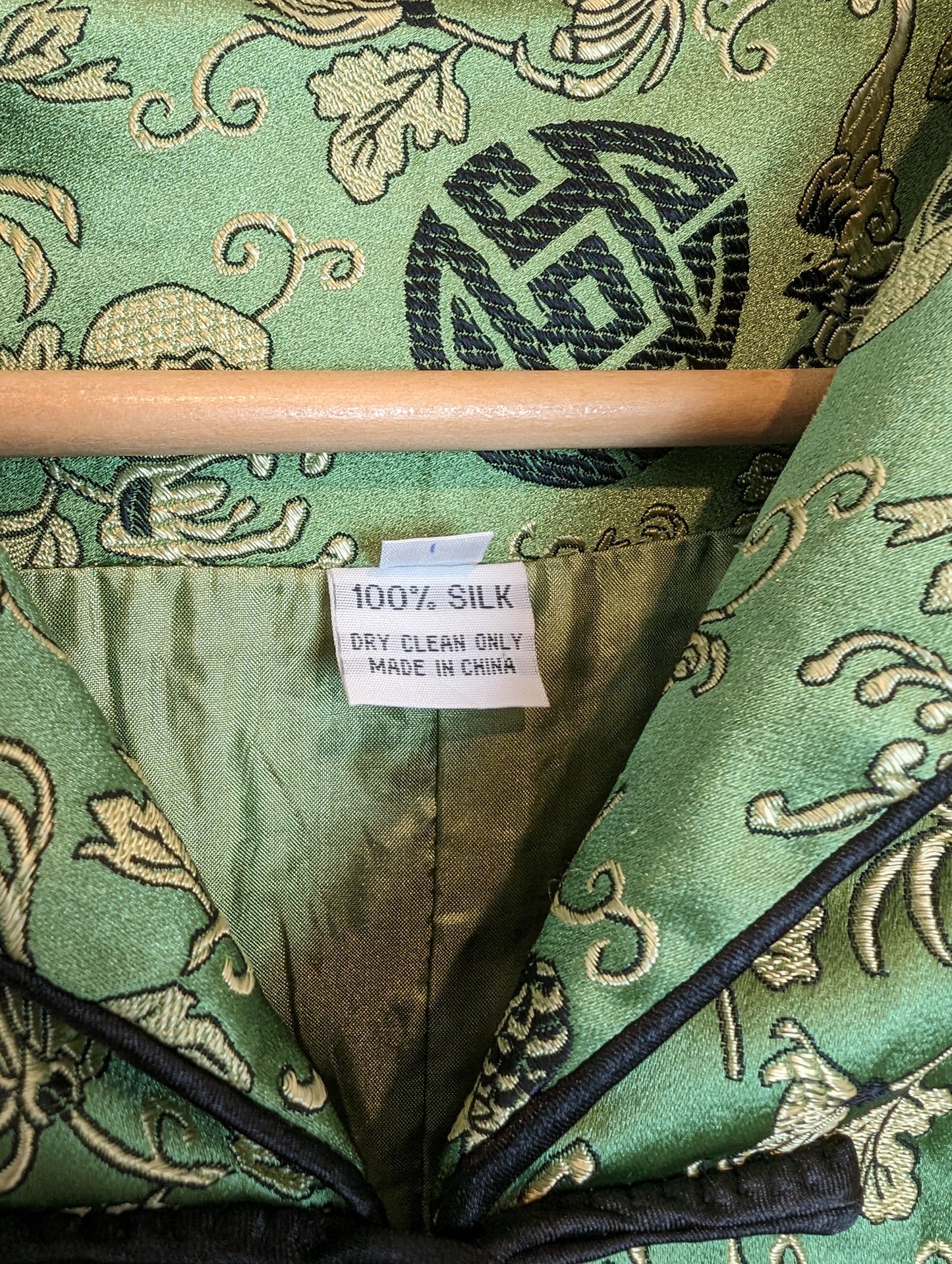 Vintage silk Chinese jacket / shirt size M green premium