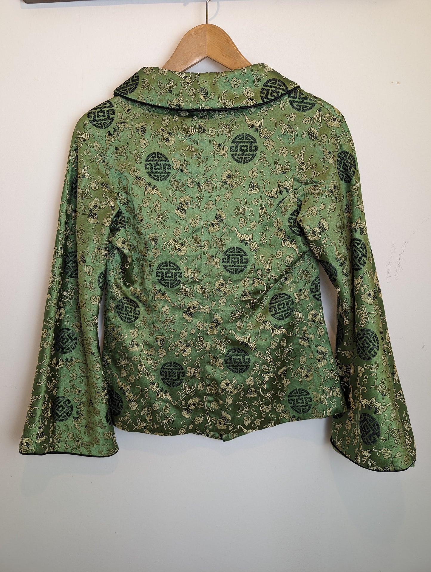 Vintage silk Chinese jacket / shirt size M green premium