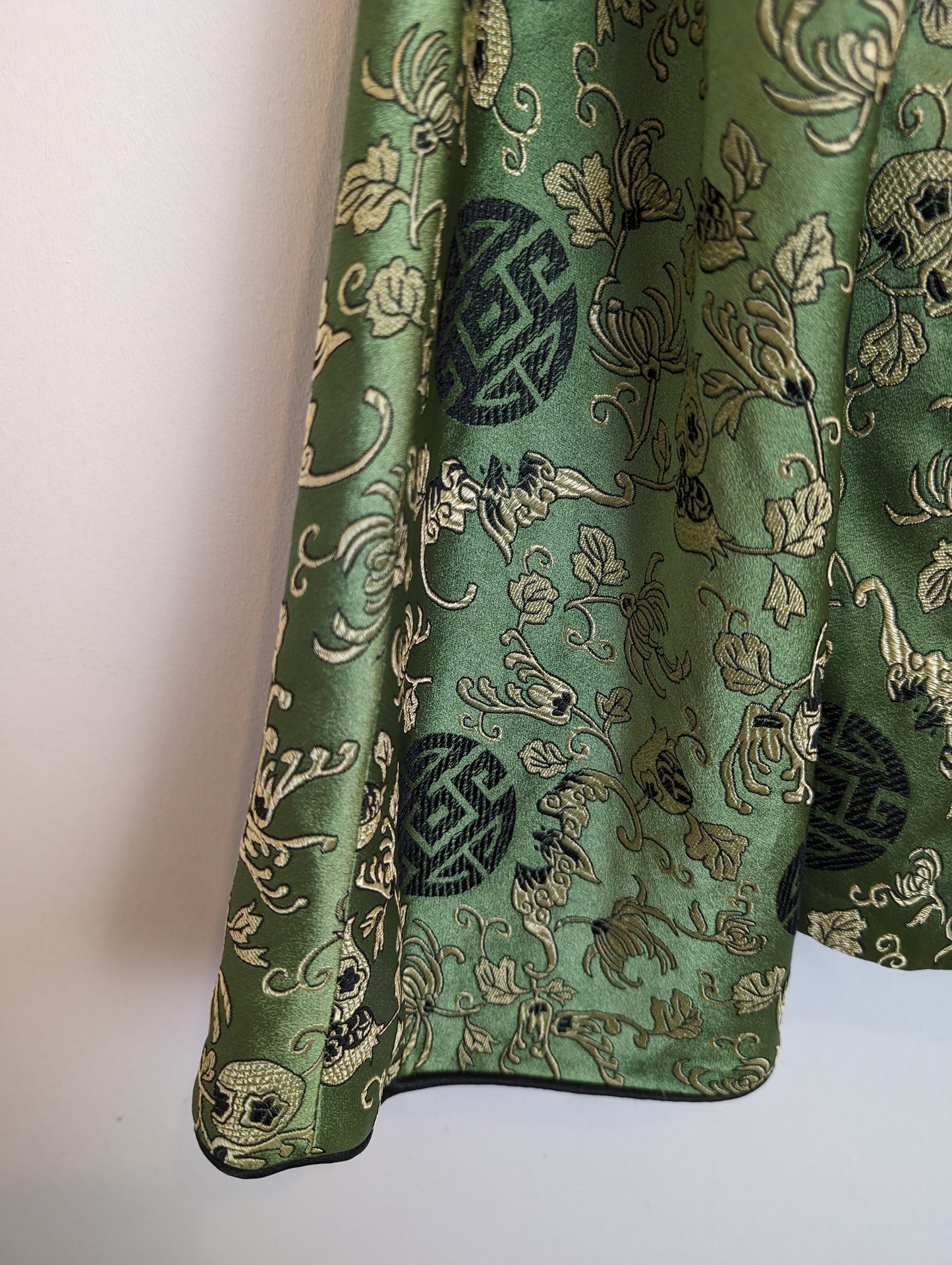 Vintage silk Chinese jacket / shirt size M green premium