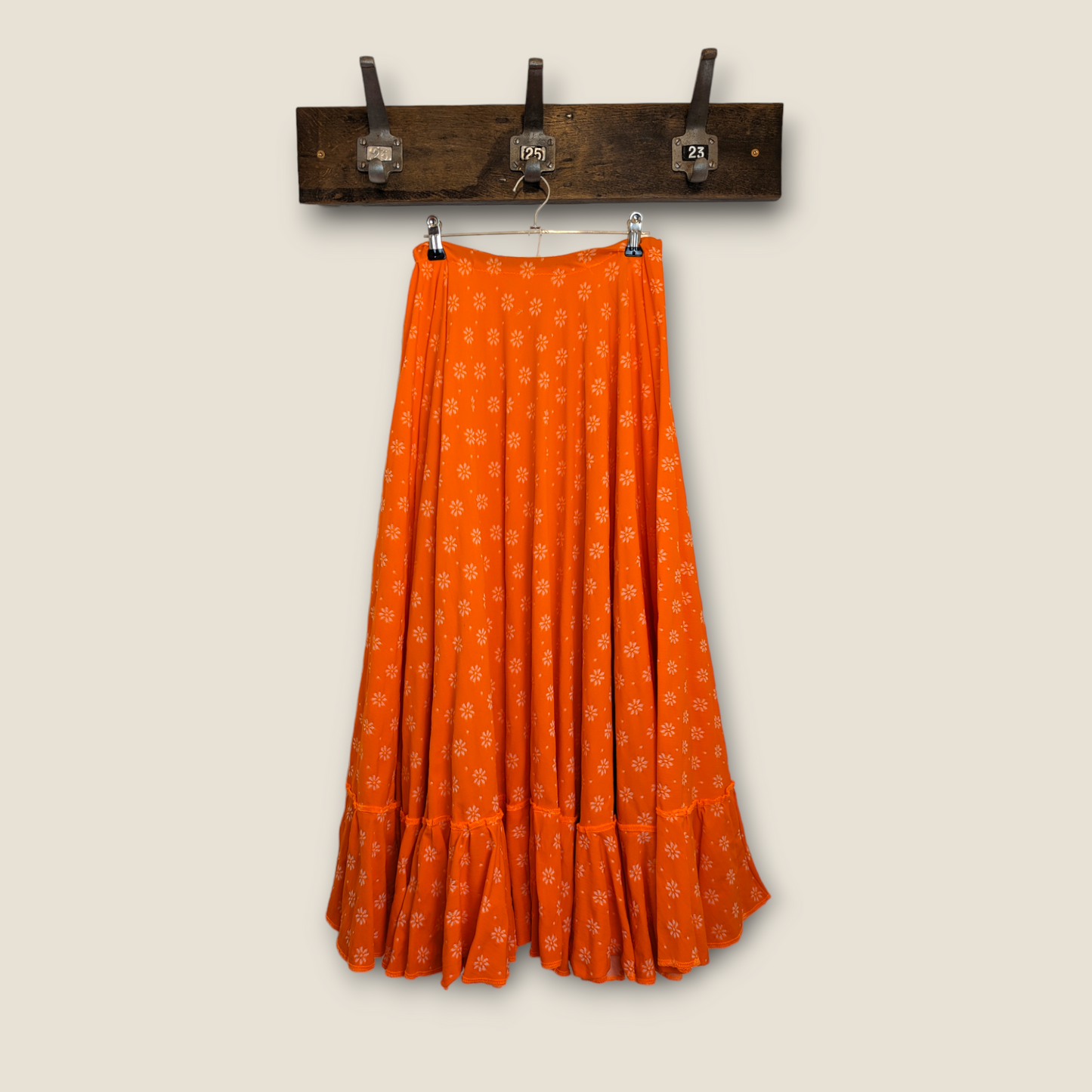 Vintage handmade full skirt bright orange one size