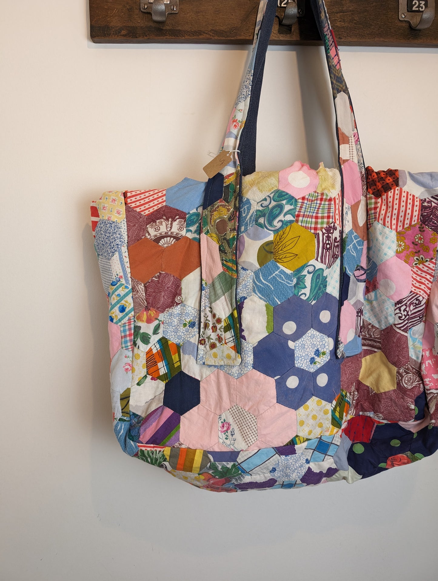 Patchwork premium handmade tote unique denim large