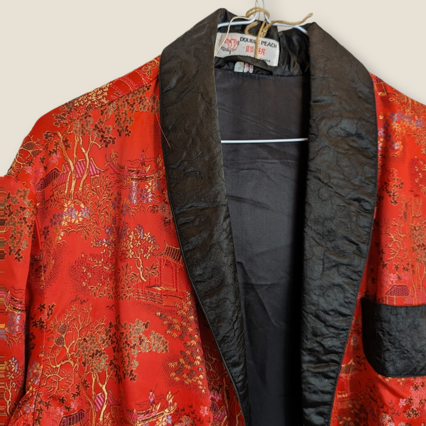 Oriental Silk (Rayon) kimono Jacket M Red + Black