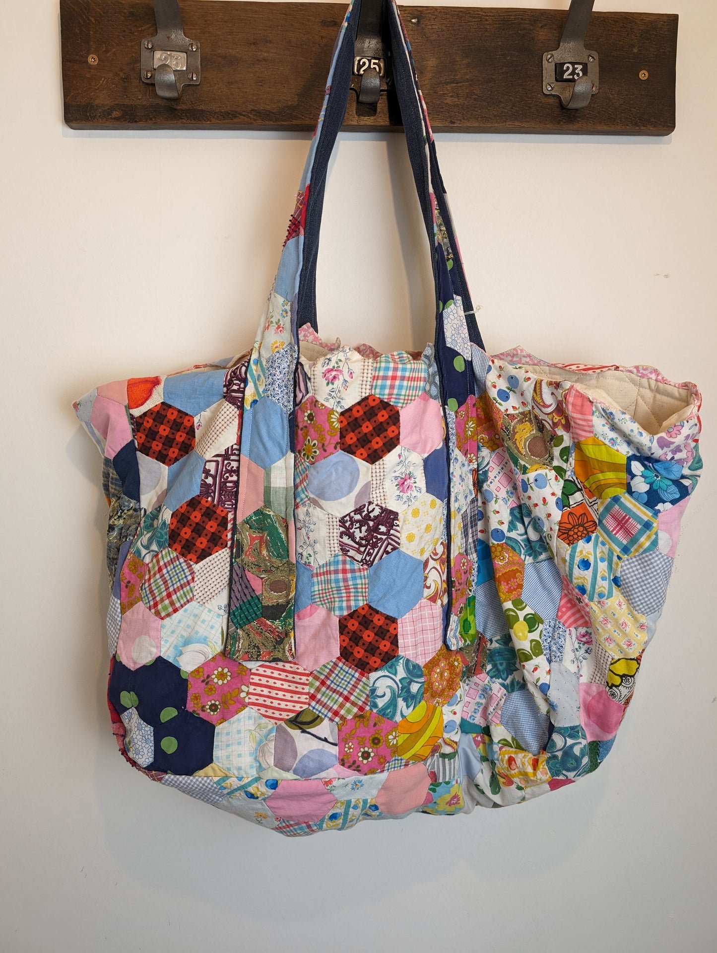 Patchwork premium handmade tote unique denim large