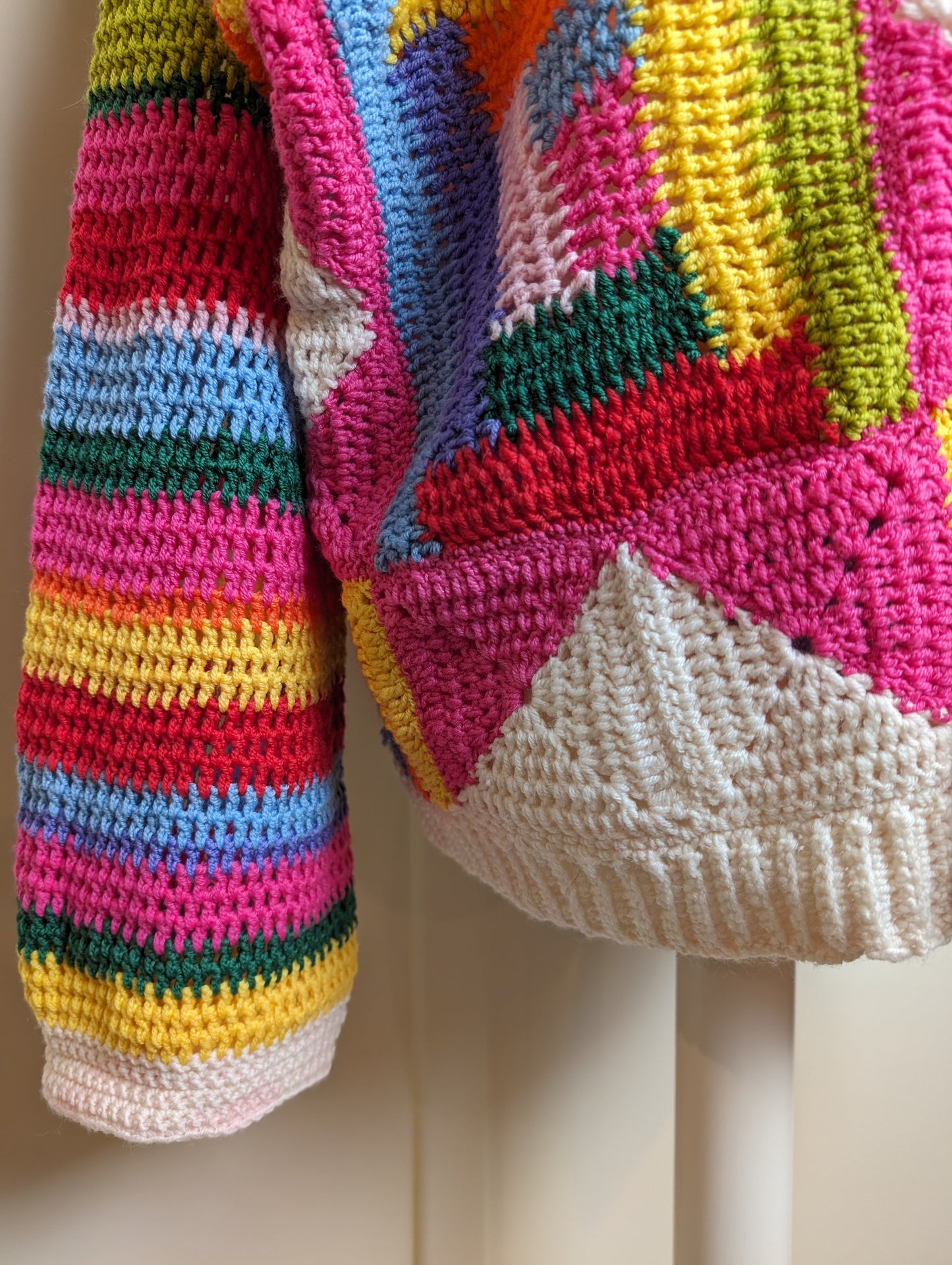 Handmade Handknitted crochet multicoloured cardigan One Size