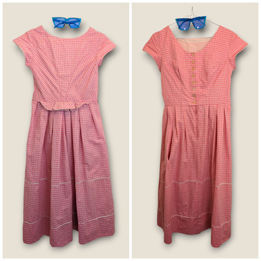 Handmade 1950s pink dress UK 8 / 10 premium