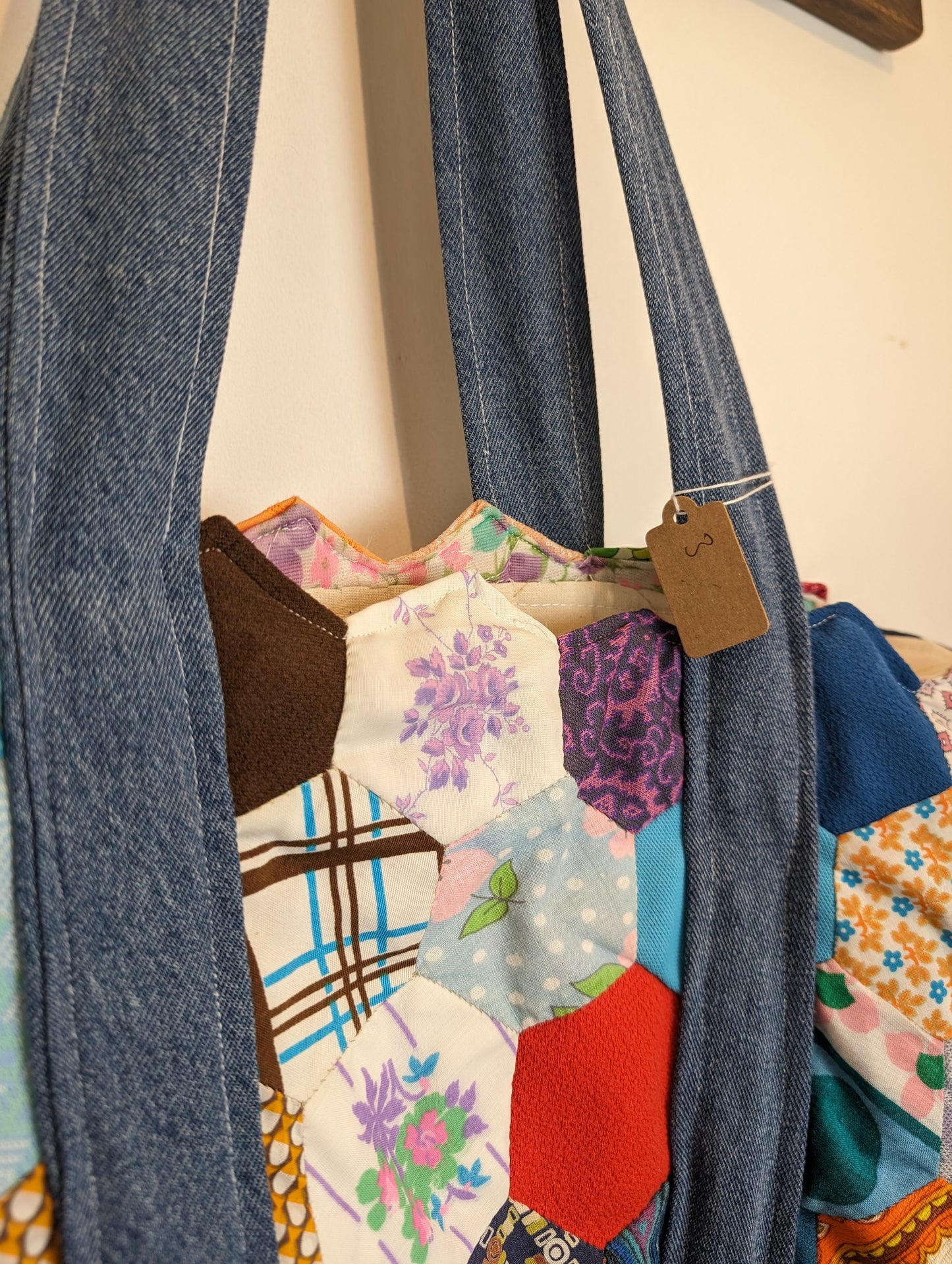 Handmade patchwork tote bag #3 denim