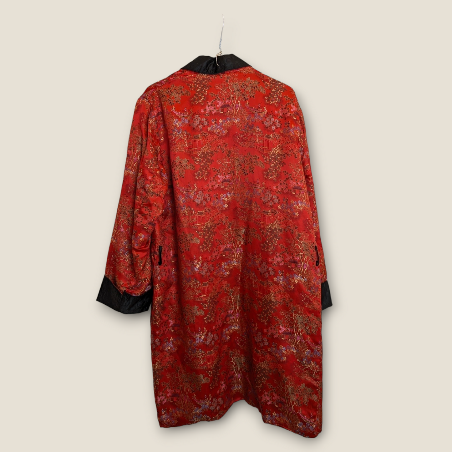 Oriental Silk (Rayon) kimono Jacket M Red + Black