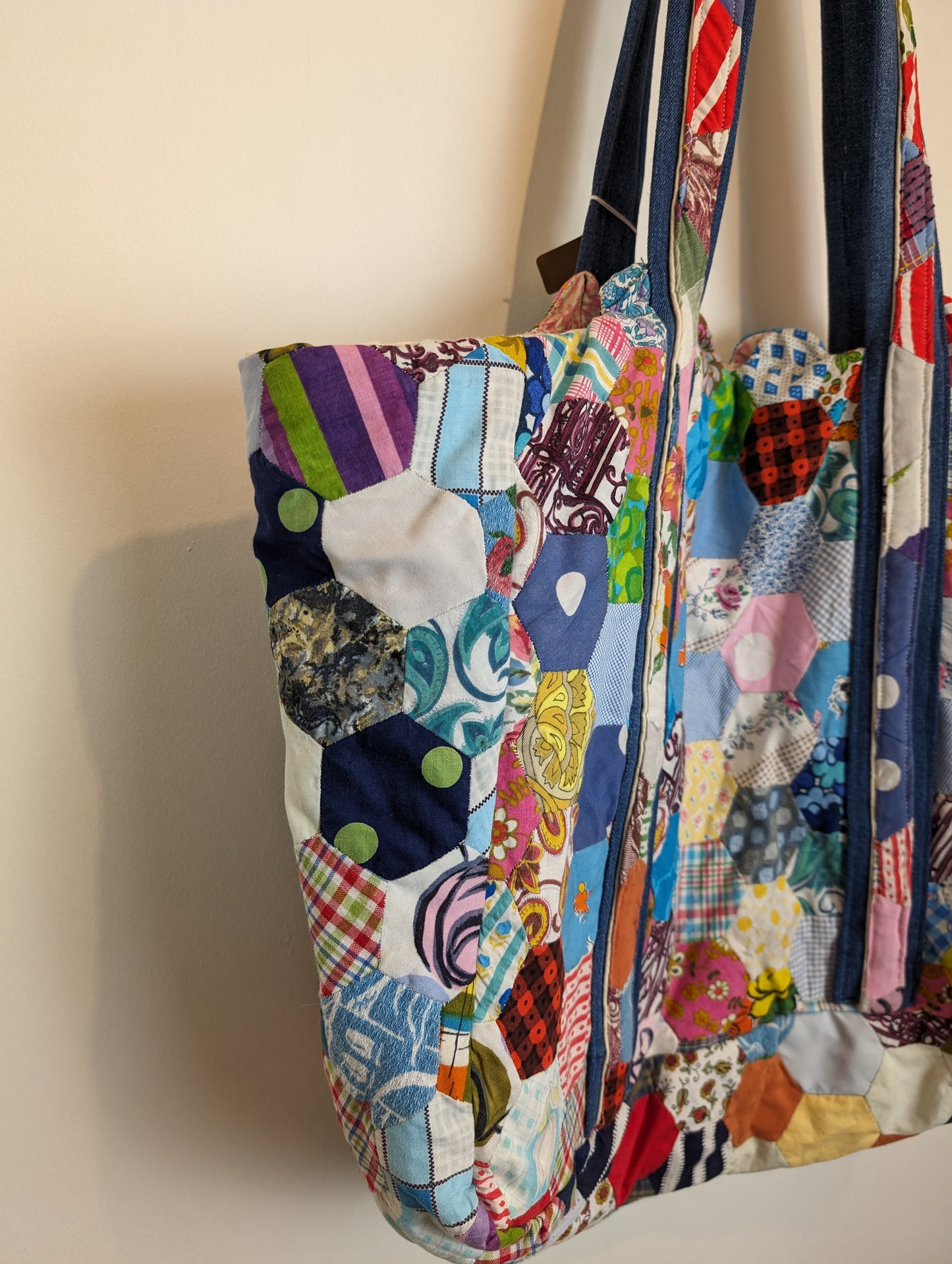 Handmade patchwork tote bag #4 premium denim