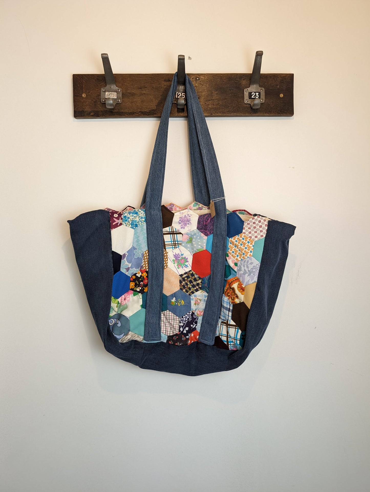 Handmade patchwork tote bag #3 denim