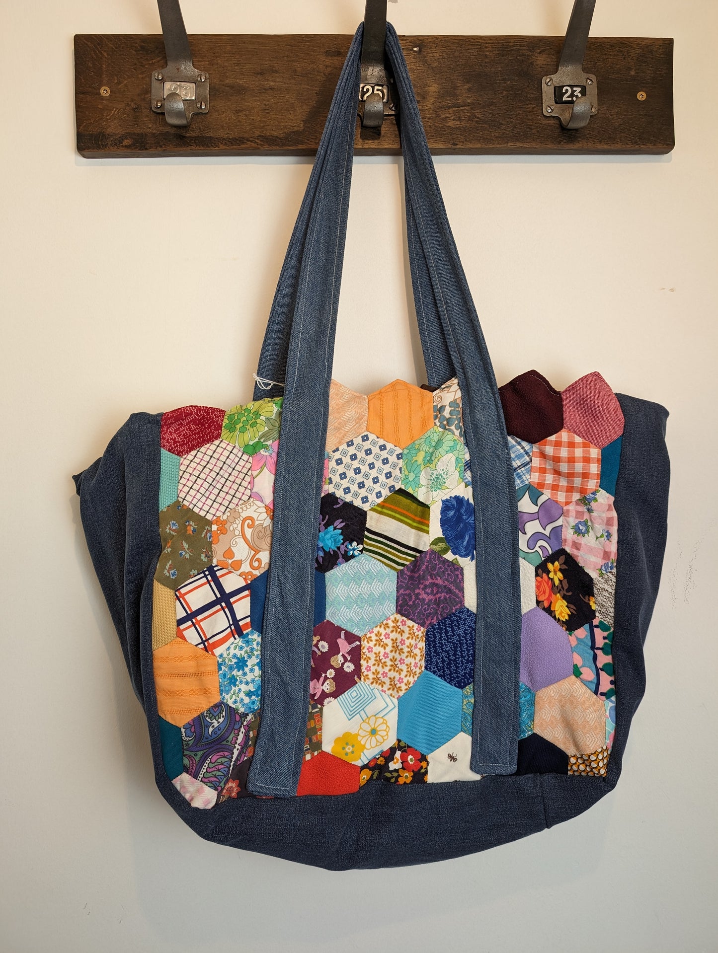 Handmade patchwork tote bag #3 denim