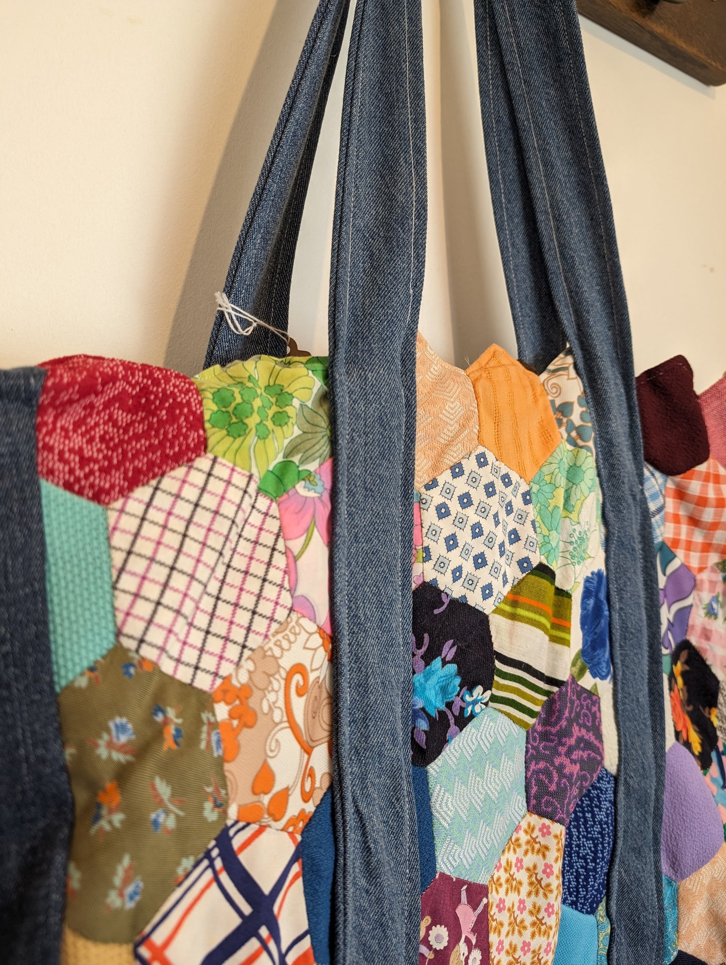 Handmade patchwork tote bag #3 denim