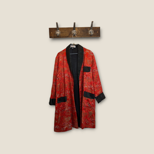 Oriental Silk (Rayon) kimono Jacket M Red + Black