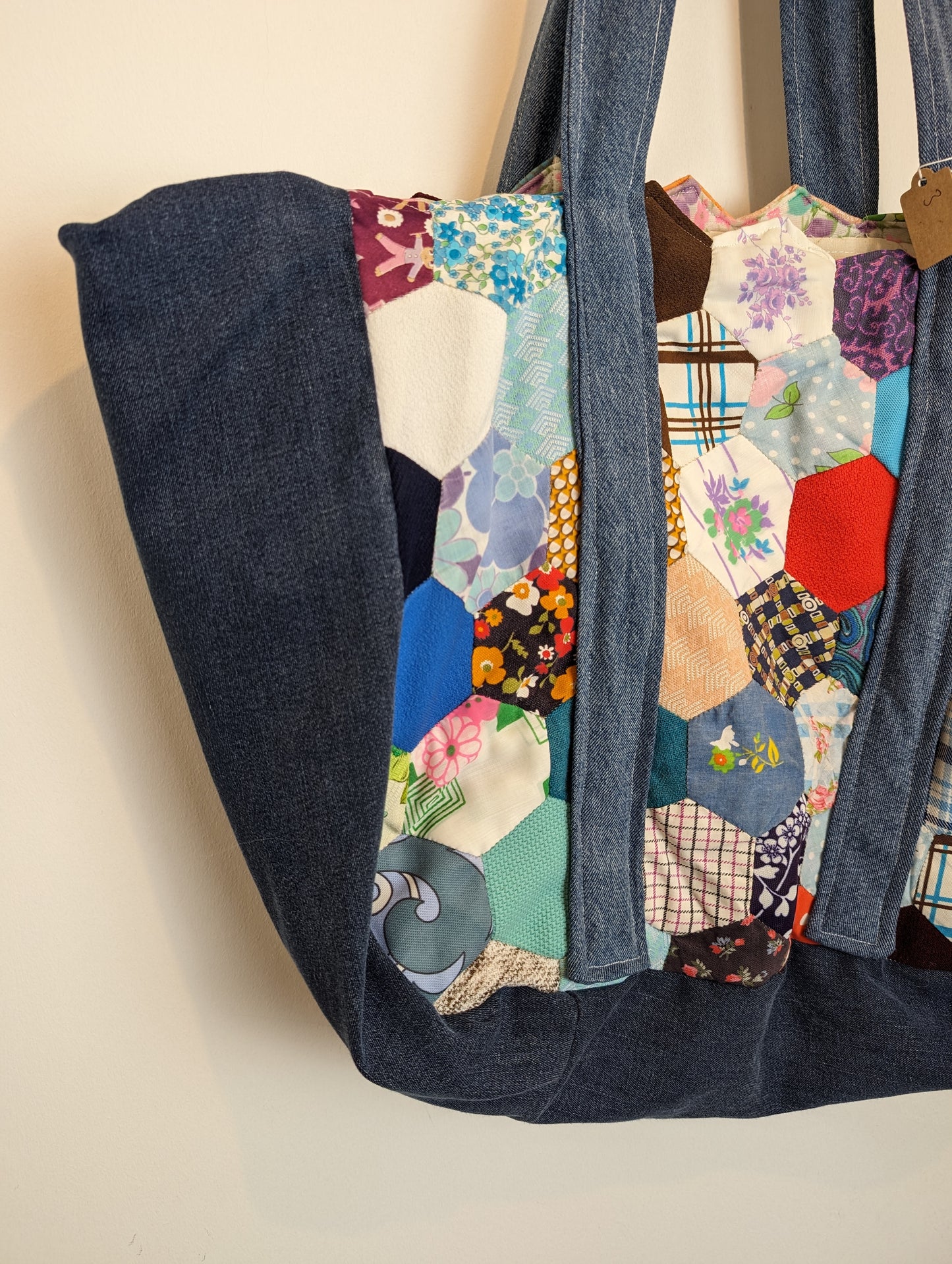 Handmade patchwork tote bag #3 denim