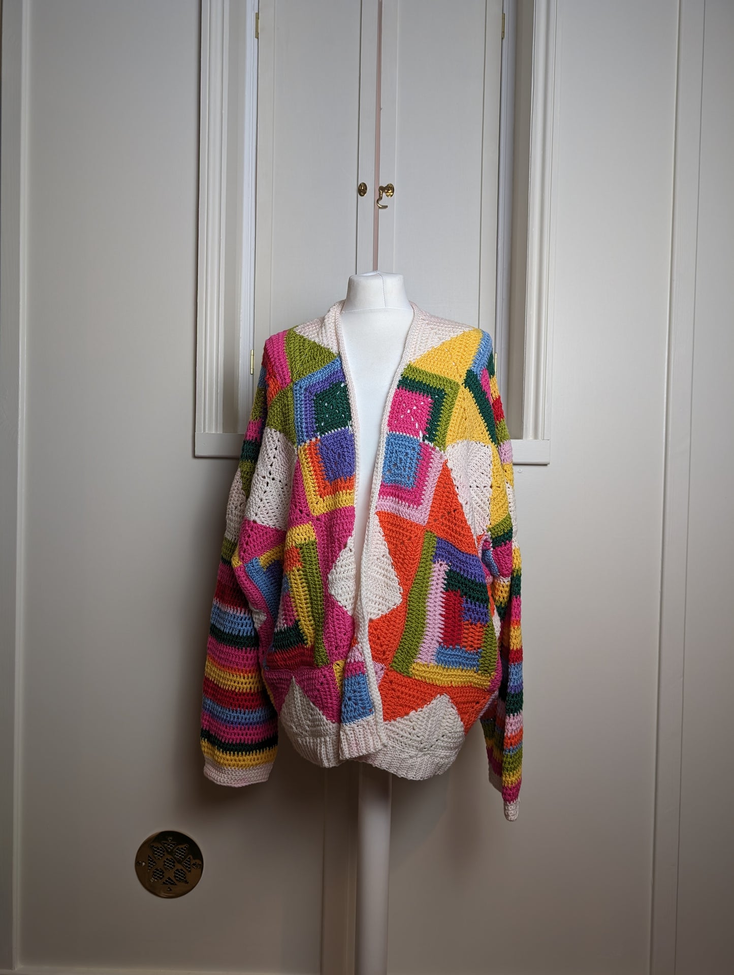 Handmade Handknitted crochet multicoloured cardigan One Size