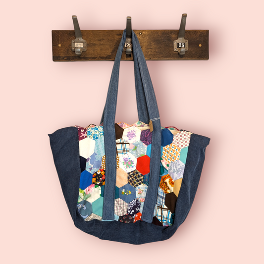 Handmade patchwork tote bag #3 denim