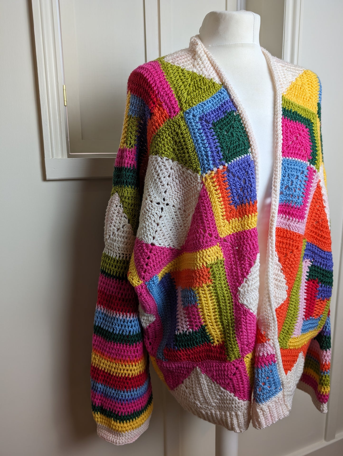 Handmade Handknitted crochet multicoloured cardigan One Size