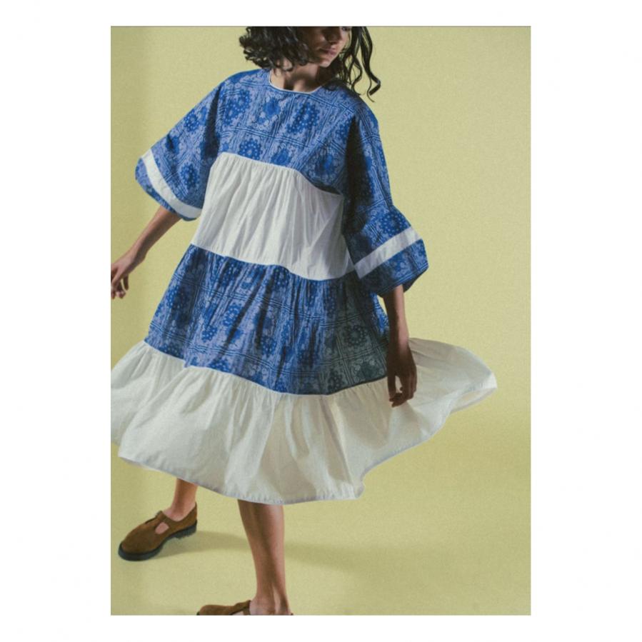 YMC Paloma blue white cotton smock dress XS / S oversized